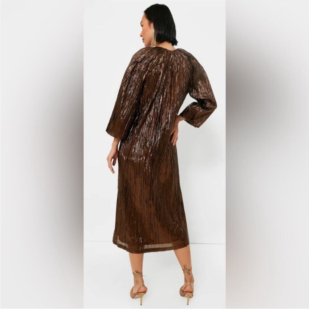 Tuckernuck NWT Hyacinth House Dorinda Midi Dress Women’s Size XS Bronze Metallic - Picture 4 of 15